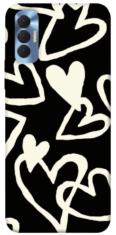 Чехол itsPrint Black and white hearts для TECNO Spark 8P, любовь, купить оптом с доставкой