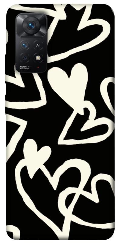 Чехол itsPrint Black and white hearts для Xiaomi Redmi Note 11 Pro 4G/5G, любовь, купить оптом с доставкой