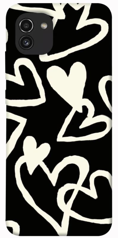 Чохол itsPrint Black and white hearts для Samsung Galaxy A03, кохання, купити оптом з доставкою