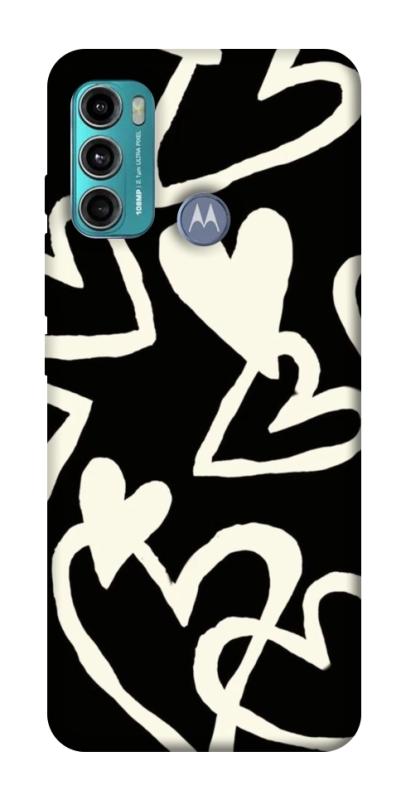 Чохол itsPrint Black and white hearts для Motorola Moto G60, кохання, купити оптом з доставкою