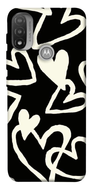 Чехол itsPrint Black and white hearts для Motorola Moto E20, любовь, купить оптом с доставкой