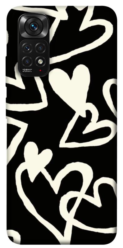 Чехол itsPrint Black and white hearts для Xiaomi Redmi Note 11 (Global) / Note 11S, любовь, купить оптом с доставкой