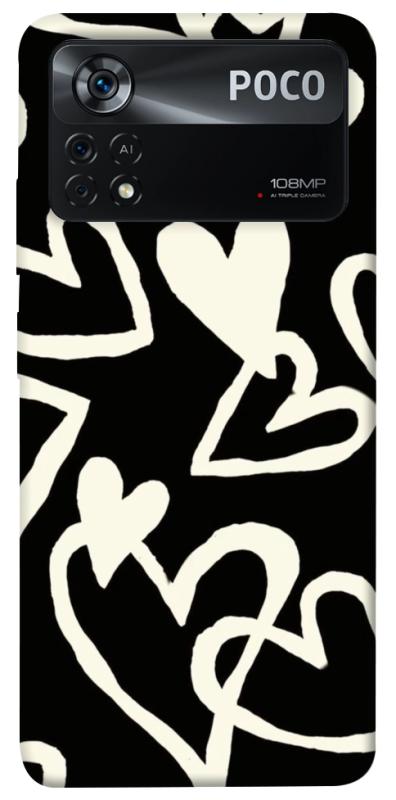 Чохол itsPrint Black and white hearts для Xiaomi Poco X4 Pro 5G, кохання, купити оптом з доставкою