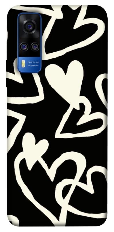 Чехол itsPrint Black and white hearts для Vivo Y51a, любовь, купить оптом с доставкой
