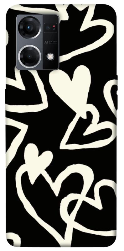 Чохол itsPrint Black and white hearts для Oppo Reno 7 4G, кохання, купити оптом з доставкою