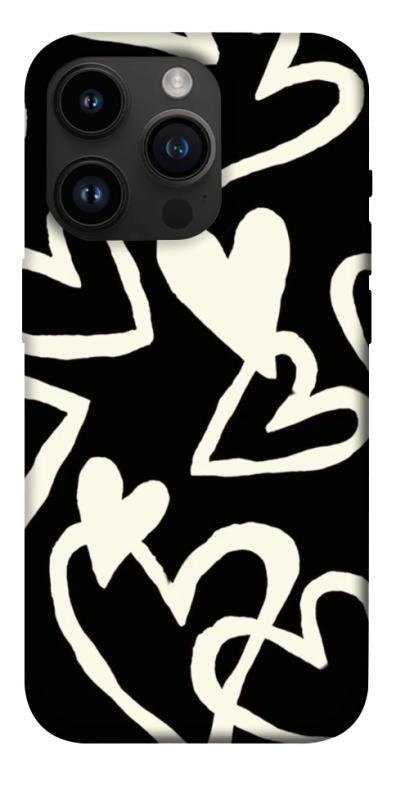 Чехол itsPrint Black and white hearts для Apple iPhone 14 Pro (6.1"), любовь, купить оптом с доставкой