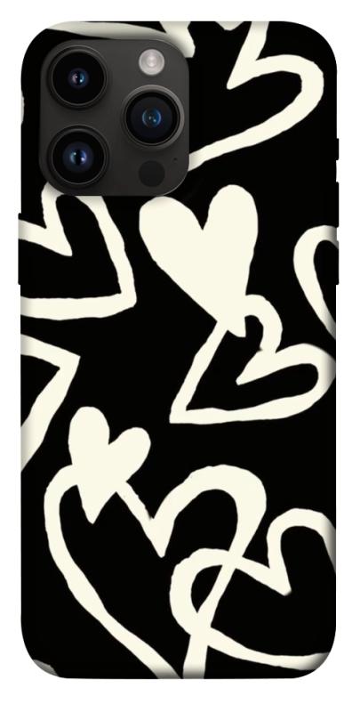 Чехол itsPrint Black and white hearts для Apple iPhone 14 Pro Max (6.7"), любовь, купить оптом с доставкой