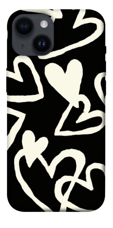 Чехол itsPrint Black and white hearts для Apple iPhone 14 (6.1"), любовь, купить оптом с доставкой