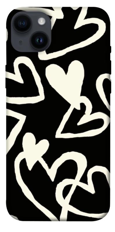 Чехол itsPrint Black and white hearts для Apple iPhone 14 Plus (6.7"), любовь, купить оптом с доставкой