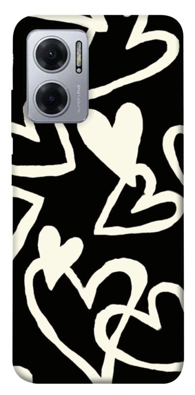 Чехол itsPrint Black and white hearts для Xiaomi Redmi Note 11E, любовь, купить оптом с доставкой