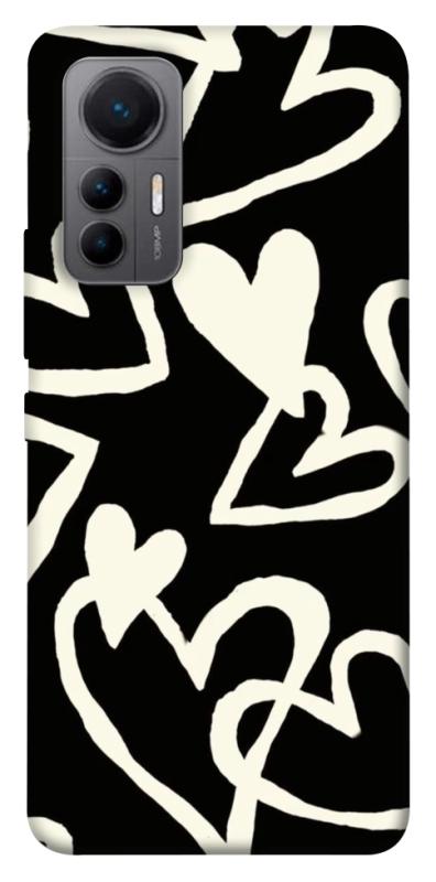Чохол itsPrint Black and white hearts для Xiaomi 12 Lite, кохання, купити оптом з доставкою