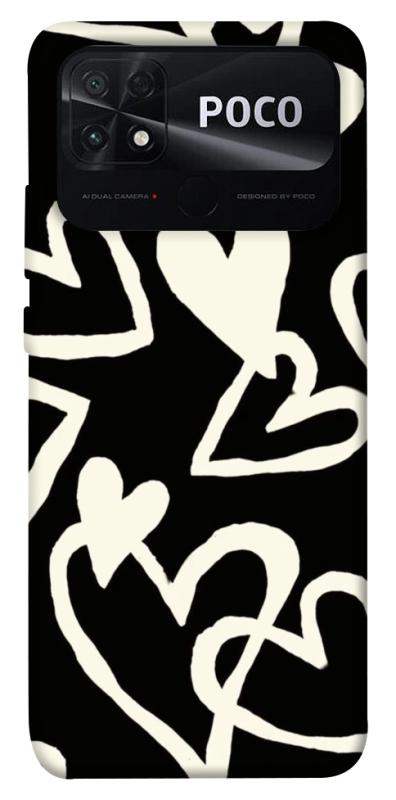Чехол itsPrint Black and white hearts для Xiaomi Poco C40, любовь, купить оптом с доставкой