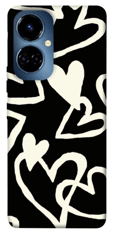 Чохол itsPrint Black and white hearts для TECNO Camon 19 (CI6n) / 19 Pro (CI8n), кохання, купити оптом з доставкою