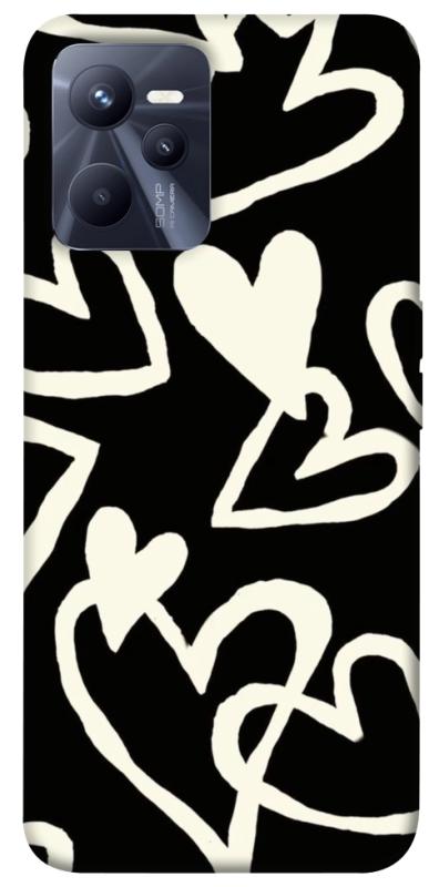 Чехол itsPrint Black and white hearts для Realme C35, любовь, купить оптом с доставкой