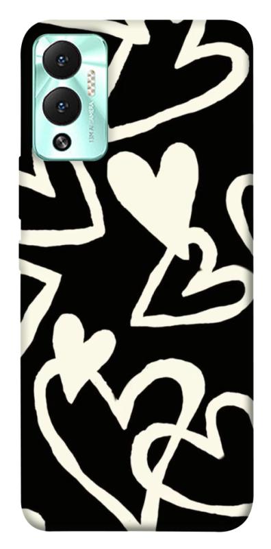 Чехол itsPrint Black and white hearts для Infinix Hot 12 Play, любовь, купить оптом с доставкой