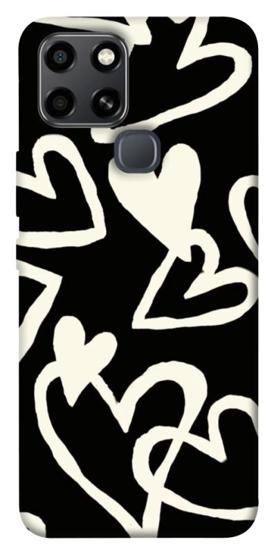 Чохол itsPrint Black and white hearts для Infinix Smart 6, кохання, купити оптом з доставкою