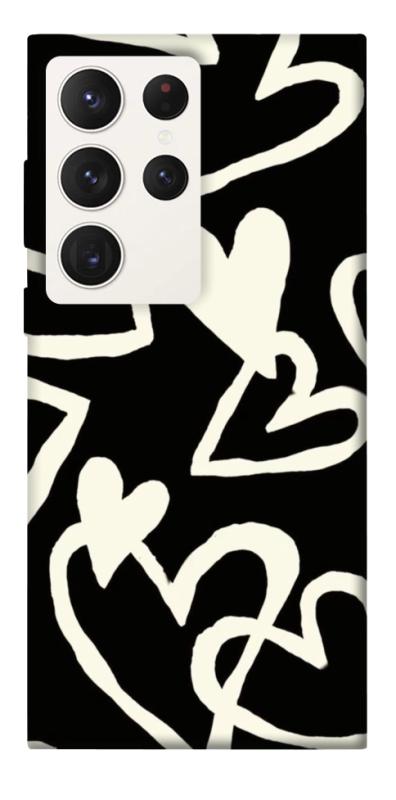 Чехол itsPrint Black and white hearts для Samsung Galaxy S23 Ultra, любовь, купить оптом с доставкой
