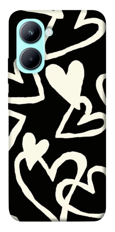 Чехол itsPrint Black and white hearts для Realme C33, любовь, купить оптом с доставкой