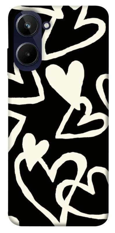 Чехол itsPrint Black and white hearts для Realme 10 4G, любовь, купить оптом с доставкой