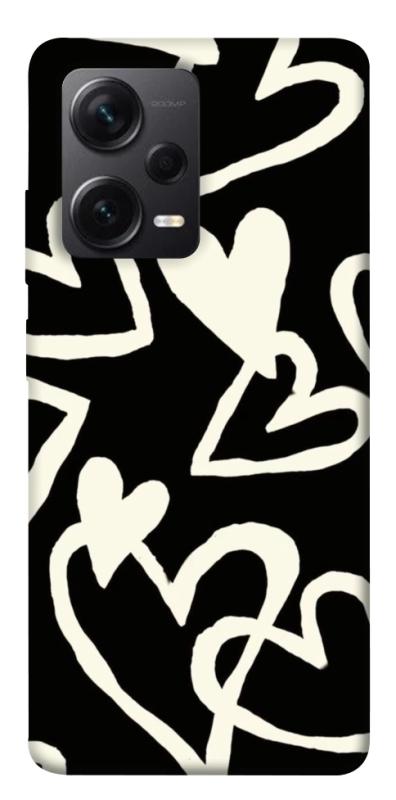 Чехол itsPrint Black and white hearts для Xiaomi Redmi Note 12 Pro+ 5G, любовь, купить оптом с доставкой