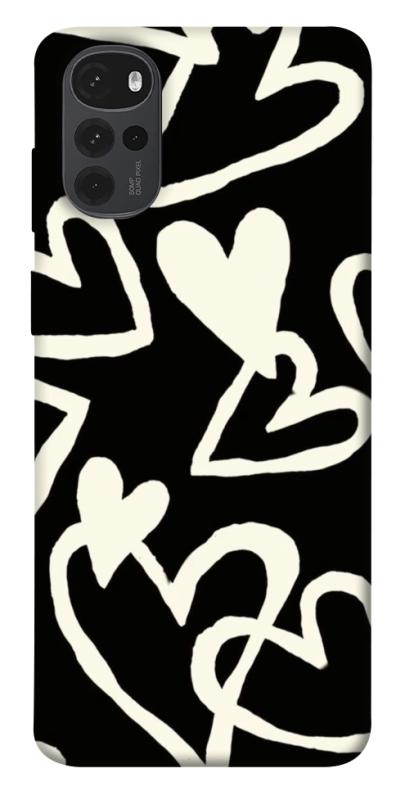 Чехол itsPrint Black and white hearts для Motorola Moto G22, любовь, купить оптом с доставкой