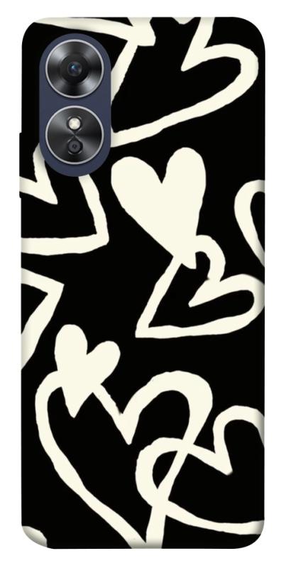 Чехол itsPrint Black and white hearts для Oppo A17, любовь, купить оптом с доставкой