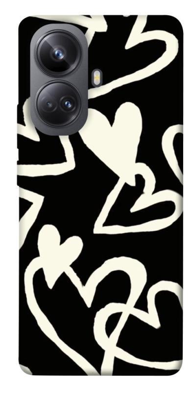 Чехол itsPrint Black and white hearts для Realme 10 Pro+, любовь, купить оптом с доставкой