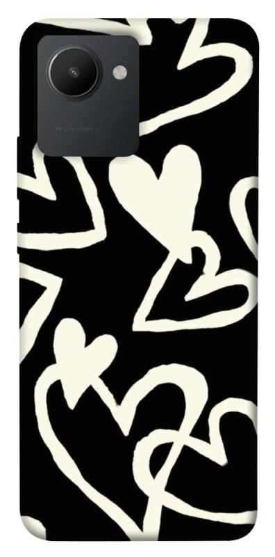Чехол itsPrint Black and white hearts для Realme C30s, любовь, купить оптом с доставкой