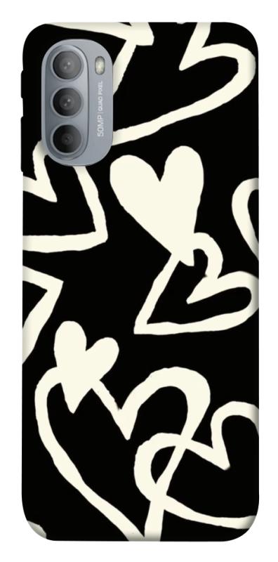 Чехол itsPrint Black and white hearts для Motorola Moto G31, любовь, купить оптом с доставкой