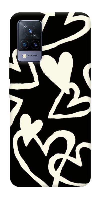 Чохол itsPrint Black and white hearts для Vivo V21, кохання, купити оптом з доставкою