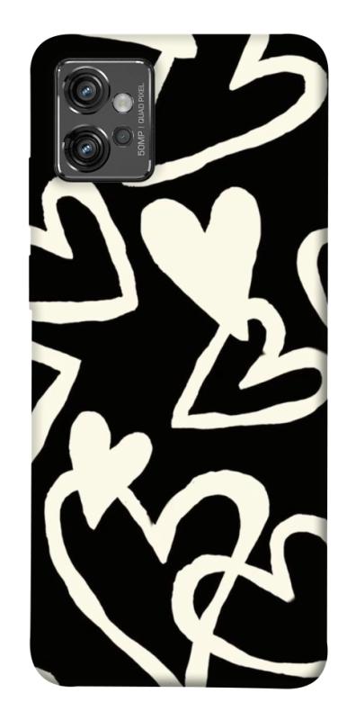 Чехол itsPrint Black and white hearts для Motorola Moto G32, любовь, купить оптом с доставкой