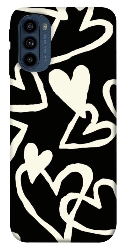 Чехол itsPrint Black and white hearts для Motorola Moto G41, любовь, купить оптом с доставкой