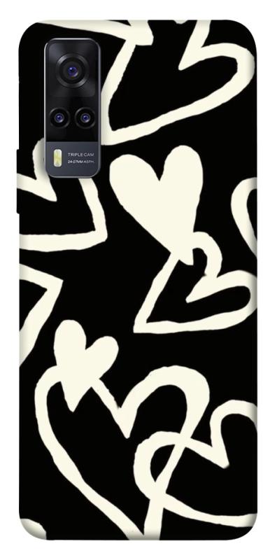 Чехол itsPrint Black and white hearts для Vivo Y31, любовь, купить оптом с доставкой