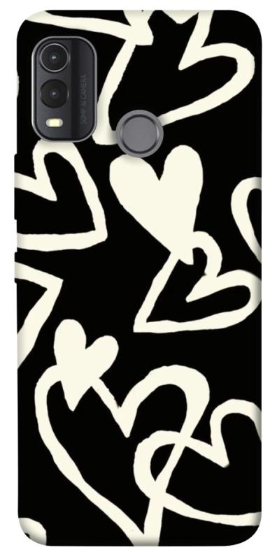 Чехол itsPrint Black and white hearts для Nokia G11 Plus, любовь, купить оптом с доставкой