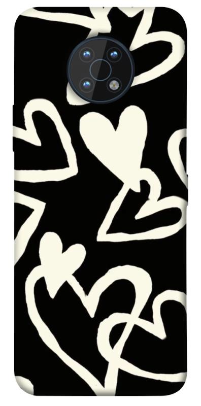 Чехол itsPrint Black and white hearts для Nokia G50, любовь, купить оптом с доставкой