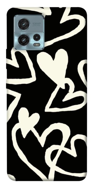 Чехол itsPrint Black and white hearts для Motorola Moto G72, любовь, купить оптом с доставкой