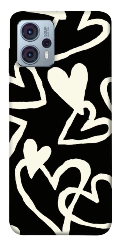 Чехол itsPrint Black and white hearts для Motorola Moto G23, любовь, купить оптом с доставкой
