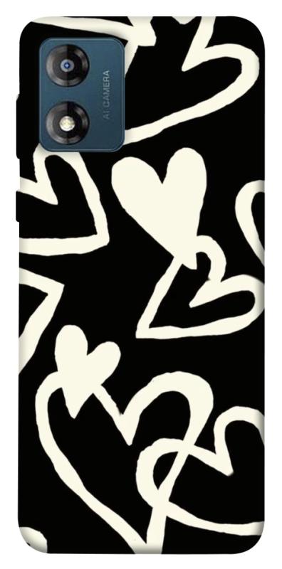 Чохол itsPrint Black and white hearts для Motorola Moto E13, кохання, купити оптом з доставкою