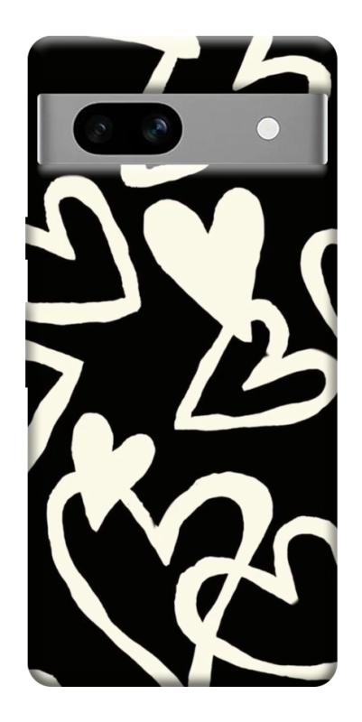 Чехол itsPrint Black and white hearts для Google Pixel 7a, любовь, купить оптом с доставкой