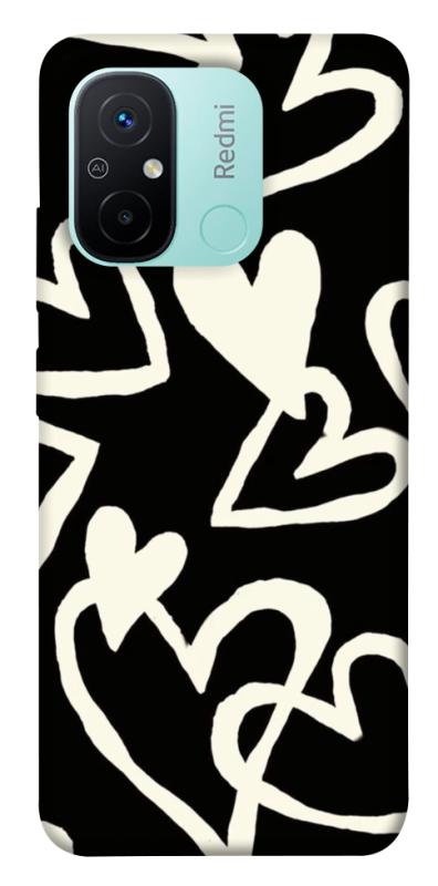 Чехол itsPrint Black and white hearts для Xiaomi Redmi 12C, любовь, купить оптом с доставкой