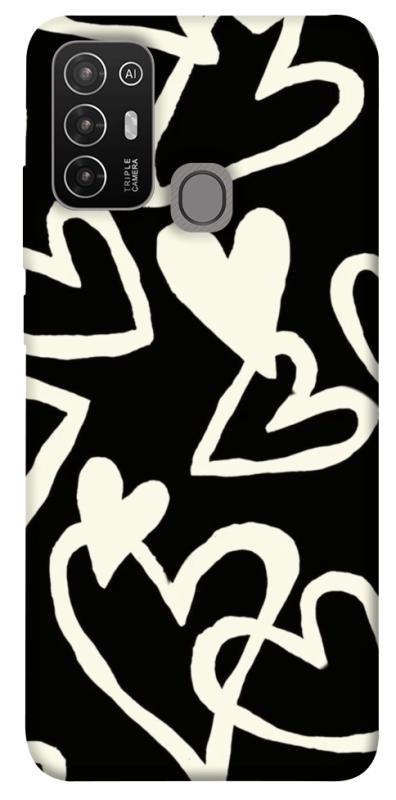 Чехол itsPrint Black and white hearts для ZTE Blade A52, любовь, купить оптом с доставкой