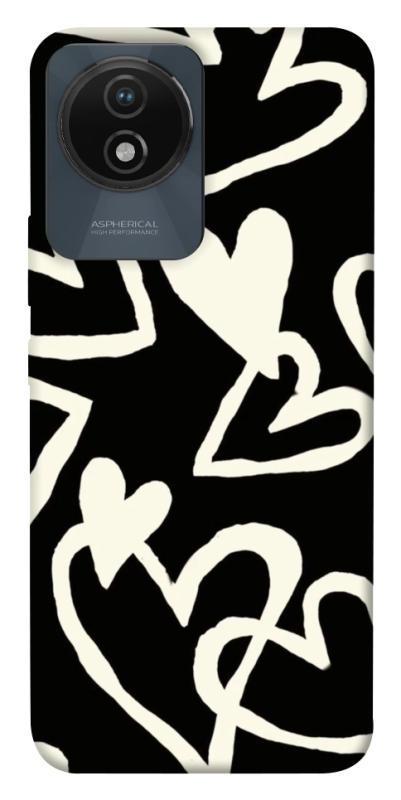 Чехол itsPrint Black and white hearts для Vivo Y02, любовь, купить оптом с доставкой