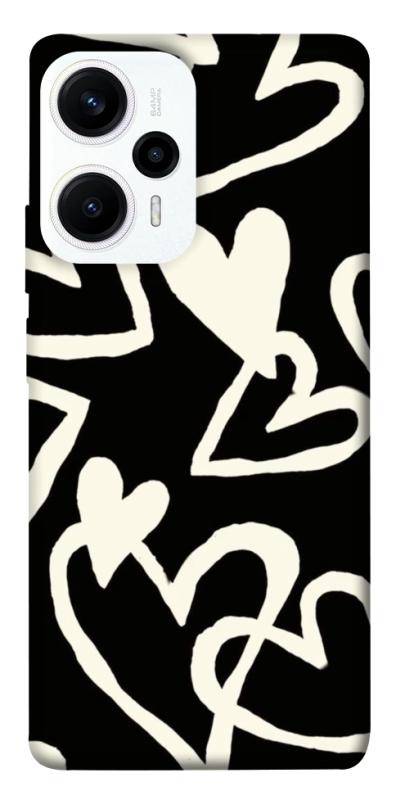 Чехол itsPrint Black and white hearts для Xiaomi Poco F5 / Note 12 Turbo, любовь, купить оптом с доставкой