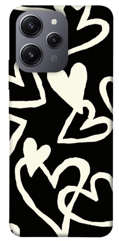 Чехол itsPrint Black and white hearts для Xiaomi Redmi 12, любовь, купить оптом с доставкой