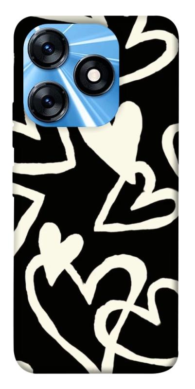 Чехол itsPrint Black and white hearts для TECNO Spark 10 Pro, любовь, купить оптом с доставкой