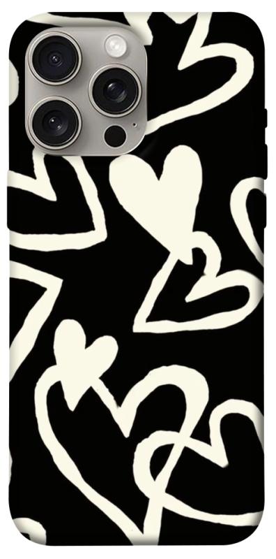 Чехол itsPrint Black and white hearts для Apple iPhone 15 Pro Max (6.7"), любовь, купить оптом с доставкой
