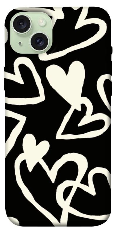 Чехол itsPrint Black and white hearts для Apple iPhone 15 Plus (6.7"), любовь, купить оптом с доставкой