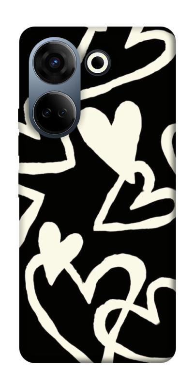 Чохол itsPrint Black and white hearts для TECNO Camon 20 Pro (CK7n), кохання, купити оптом з доставкою