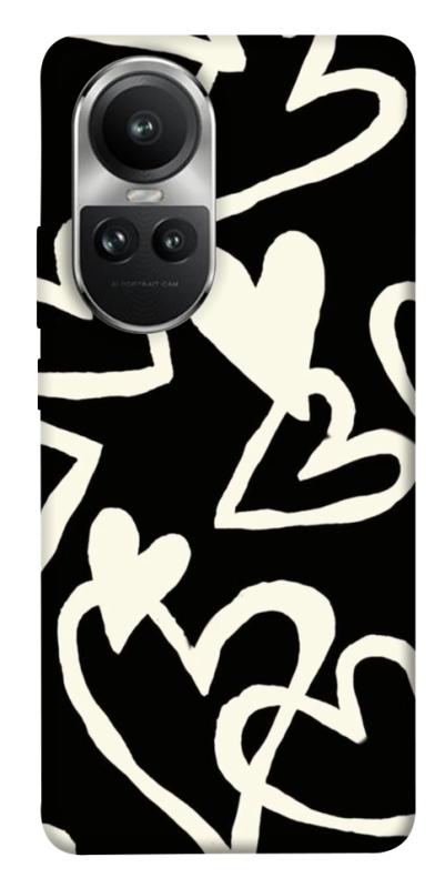 Чехол itsPrint Black and white hearts для Oppo Reno 10, любовь, купить оптом с доставкой
