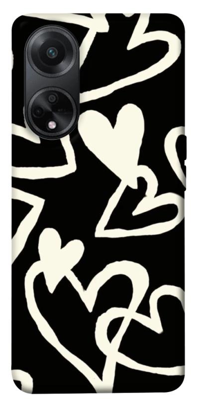Чехол itsPrint Black and white hearts для Oppo A58 4G, любовь, купить оптом с доставкой